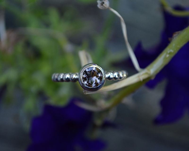Smokey Quartz Faceted Beaded Ring - product images  of 