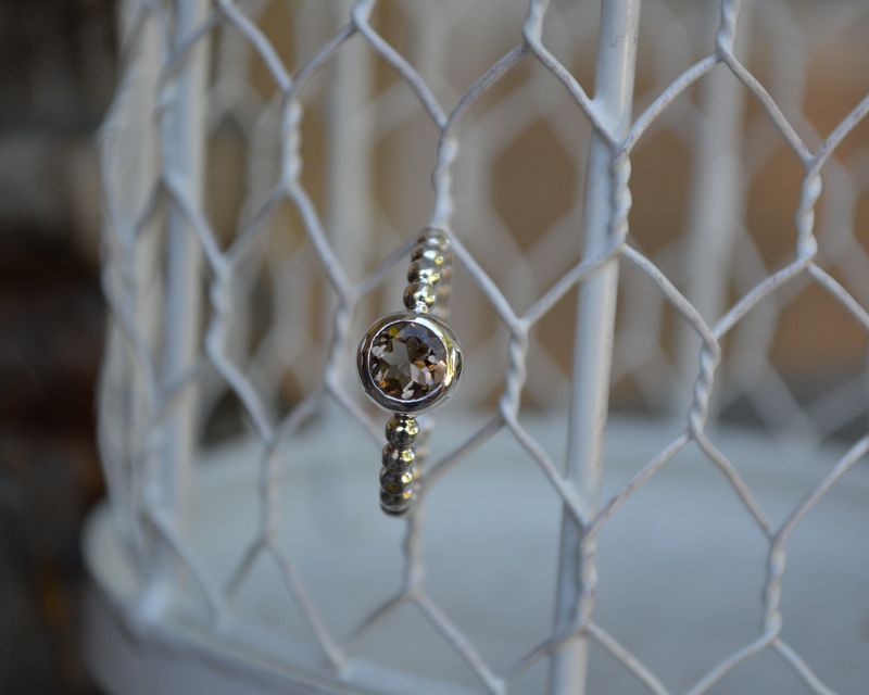 Smokey Quartz Faceted Beaded Ring - product images  of 