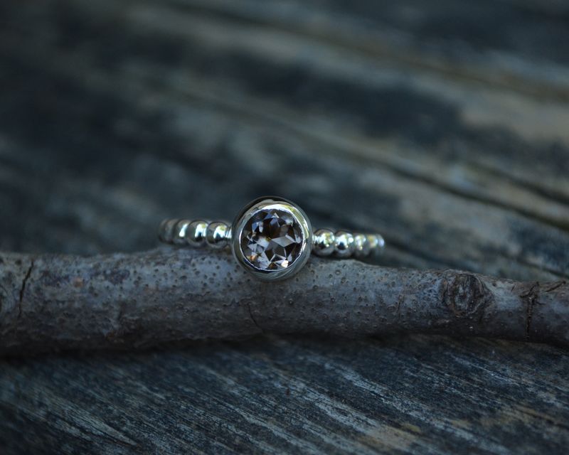 Smokey Quartz Faceted Beaded Ring - product images  of 
