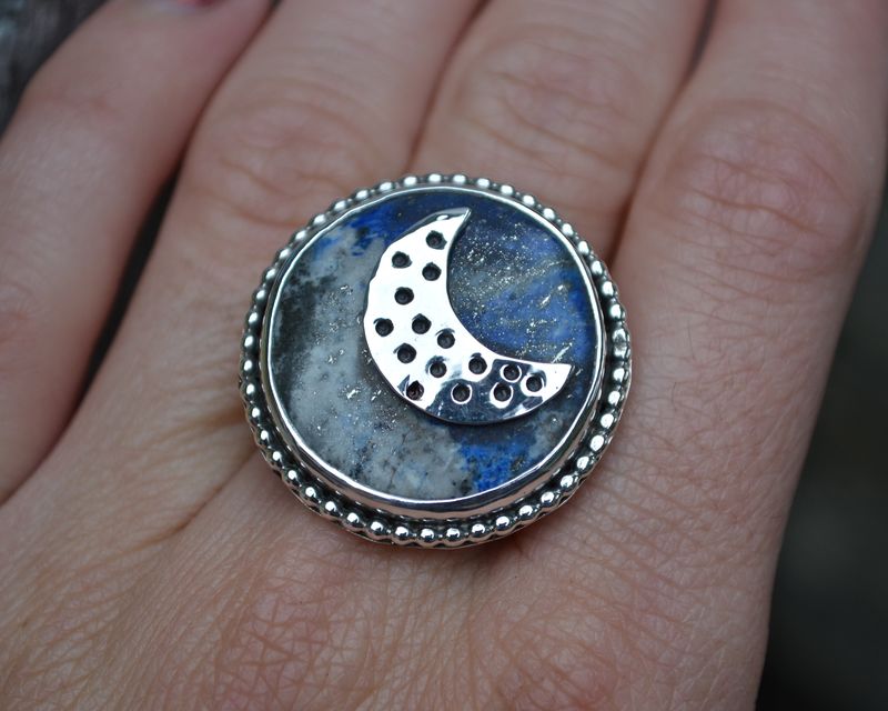 Lapis Moon Ring Size 6.75 - product images  of 