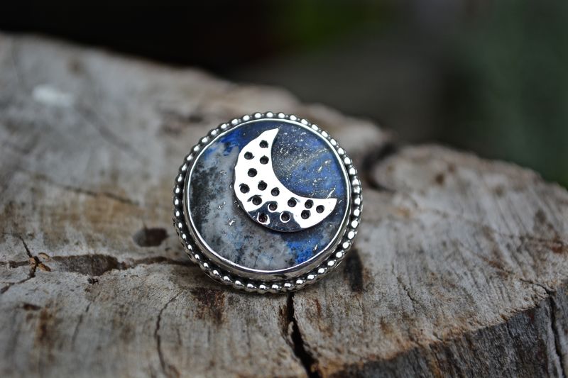 Lapis Moon Ring Size 6.75 - product images  of 