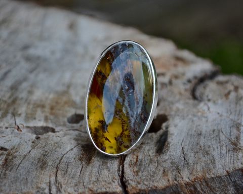 Australian,Opalite,Ring,Size,7.75-8,Australian Opalite Ring, Opalite Ring, Opalite, Sterling Silver, Silver ring, statement ring, handmade statement ring, yellow gemstone