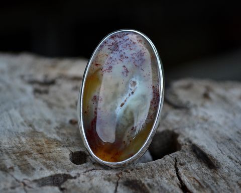 Australian,Opalite,Ring,Size,6.25,Australian Opalite Ring, Opalite Ring, Opalite, Sterling Silver, Silver ring, statement ring, handmade statement ring, yellow gemstone
