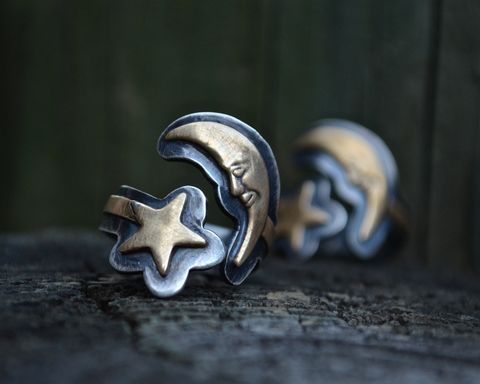 Moon,and,Star,Ring,moon and star ring, moon and star, moon ring, star ring, vintage ring, sterling silver, sterling silver moon ring, sterling silver star ring, silver moon and star ring, star and moon ring, 