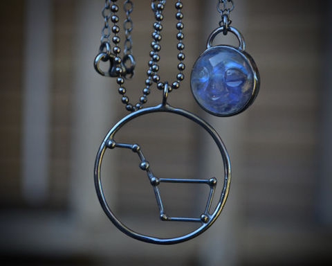 Big,Dipper,Necklace,big dipper necklace,big dipper, ursa major, constellation jewelry, constellation,unisex necklace, sterling silver, oxidized, recycled, stars, space, space necklace