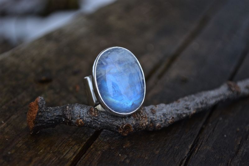 Rainbow Moonstone Onyx Ring Size 5-5.25 - product images  of 