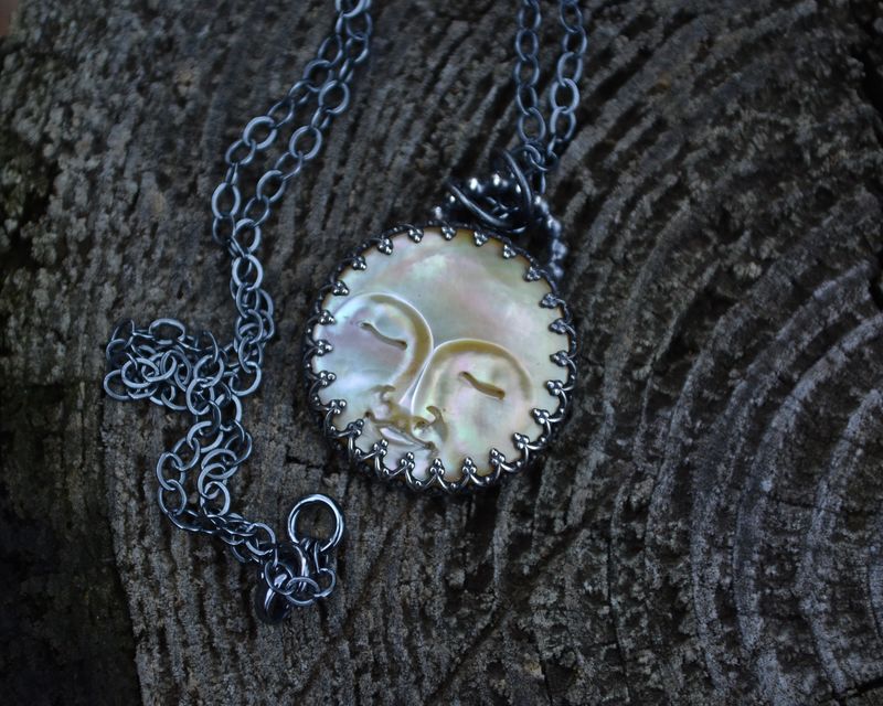 Mother Of Pearl Man in Moon Small Necklace - product images  of 