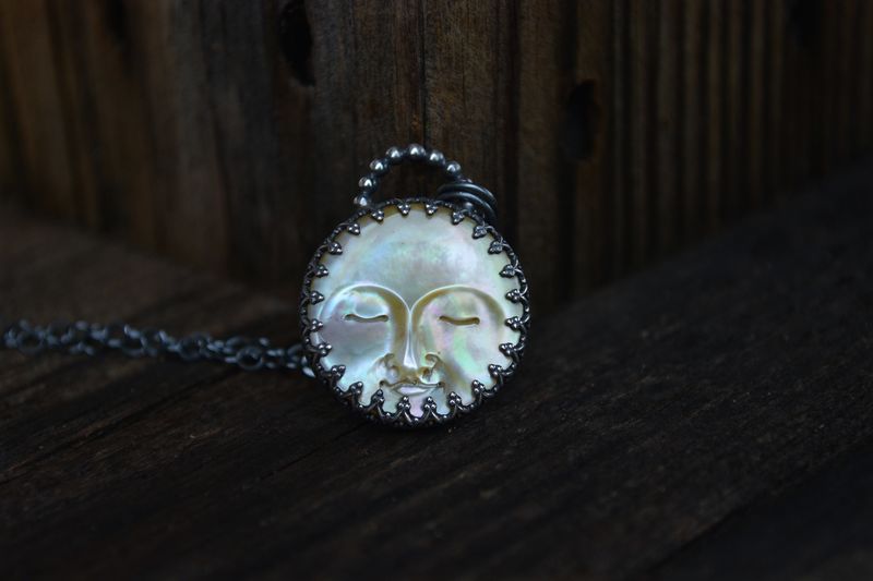 Mother Of Pearl Man in Moon Small Necklace - product images  of 