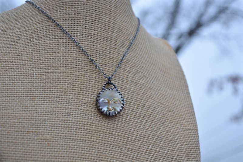 Mother Of Pearl Man in Moon Small Necklace - product images  of 