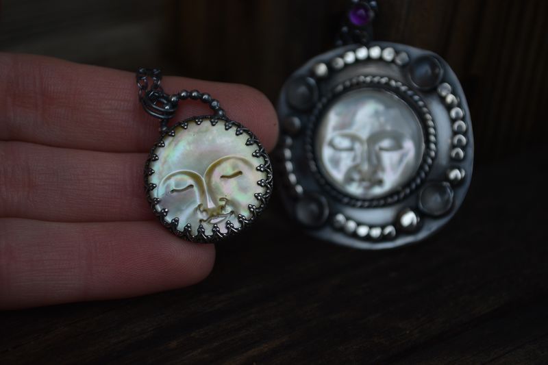 Mother Of Pearl Man in Moon Small Necklace - product images  of 