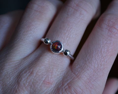 Black,Opal,&,Recycled,Sterling,Ring,black opal ring, opal ring, black opal stacking ring, black opal, opal, opal stacking ring, recycled opal ring, recycled sterling silver opal ring, recycled silver opal ring, 