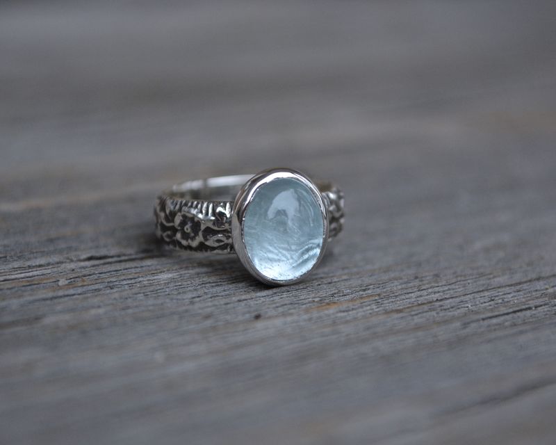 Aquamarine Ring on Floral Band - product images  of 