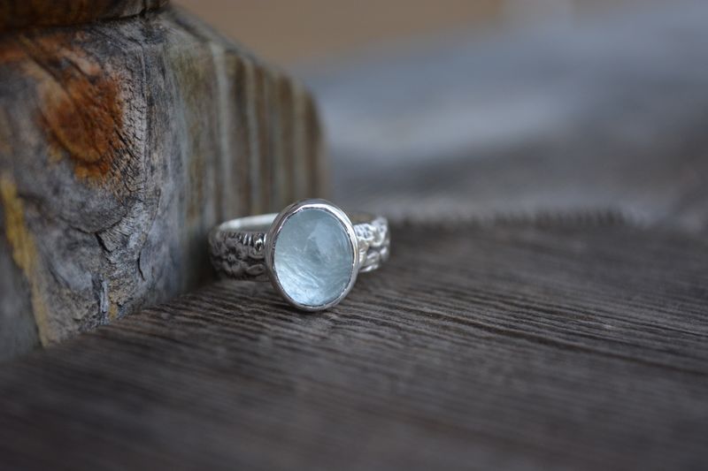 Aquamarine Ring on Floral Band - product images  of 