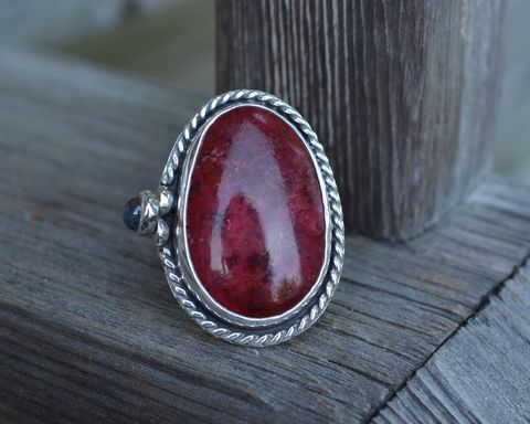 Red,Alunite,and,Moonstone,Ring,Size,7.5,red alunite ring, alunite ring, sterling silver, size 7.5, moonstone, alunite and moonstone ring, alunite, red gemstone ring, alunite and moonstone, moonstone ring, sterling moonstone, statement ring