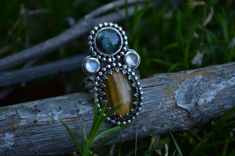 Labradorite Tigers Eye Ring Size 8.25-8.5 - product images  of 