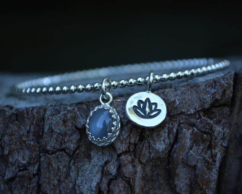 Lotus Bangle Bracelet with Gemstone - product images  of 