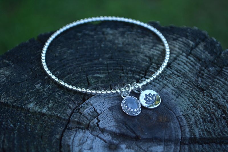 Lotus Bangle Bracelet with Gemstone - product images  of 