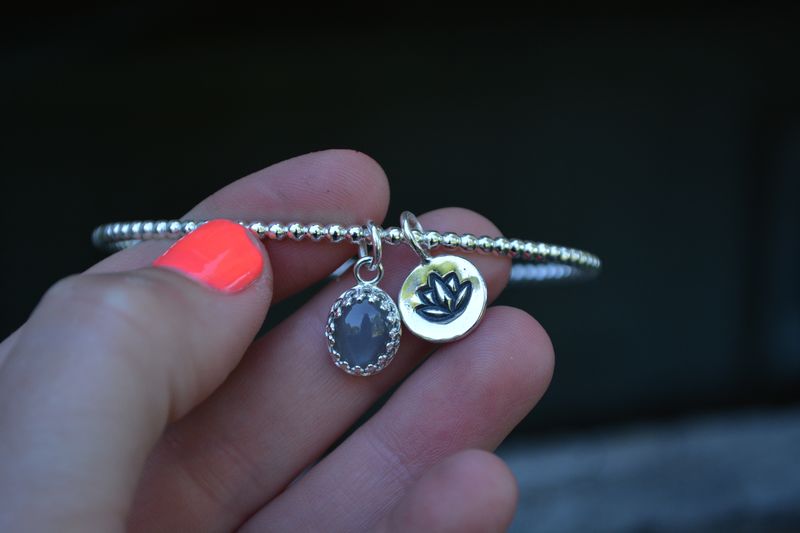 Lotus Bangle Bracelet with Gemstone - product images  of 