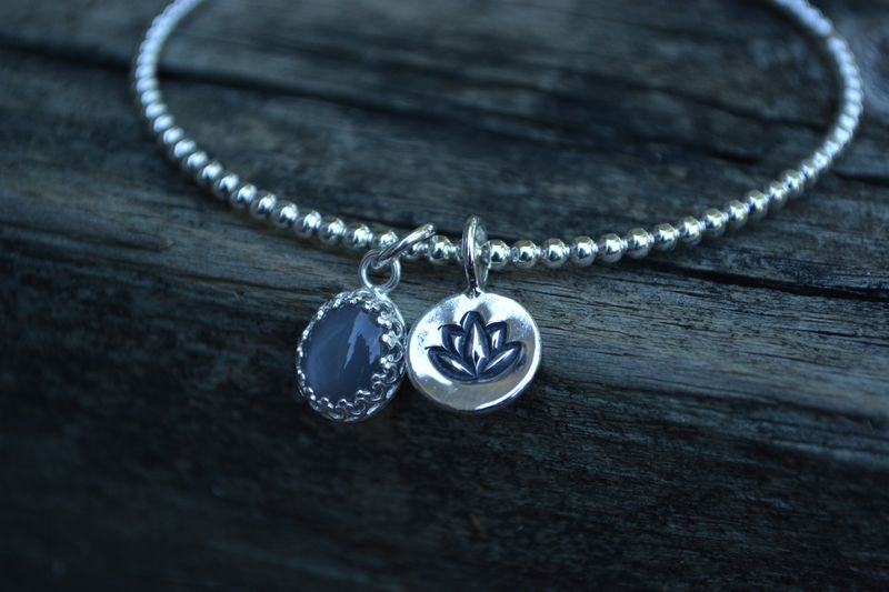 Lotus Bangle Bracelet with Gemstone - product images  of 