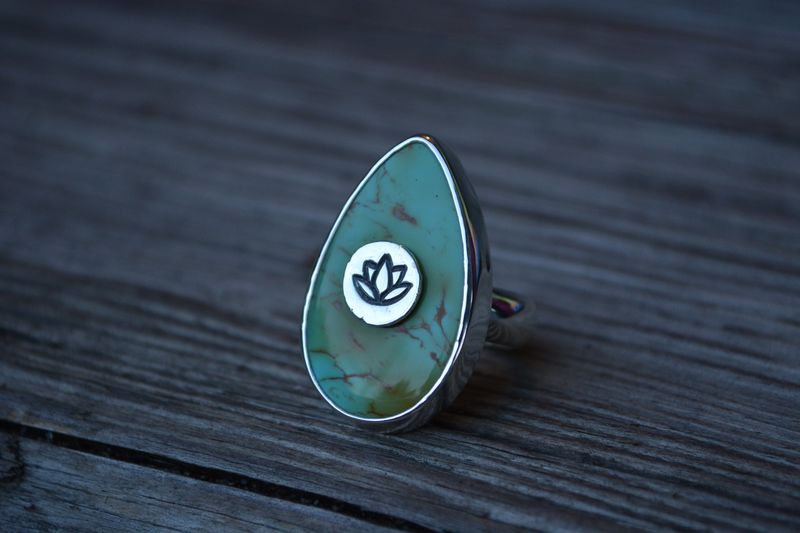 Turquoise Lotus Ring Size 7.5 - product images  of 