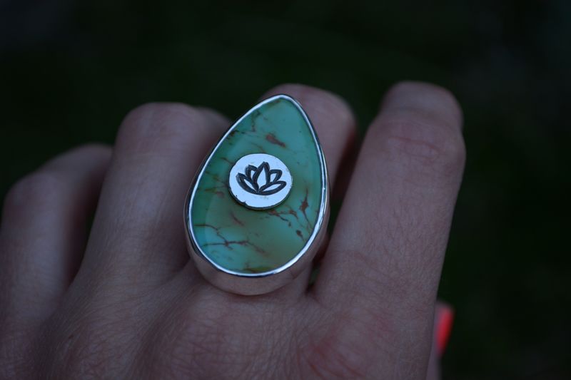 Turquoise Lotus Ring Size 7.5 - product images  of 