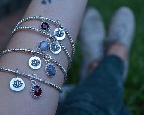 Lotus,Bangle,Bracelet,with,Gemstone,lotus bangle bracelet, lotus bracelet, lotus, grey moonstone bangle, grey moonstone, grey moonstone lotus bracelet, moonstone, moonstone lotus bracelet, bangle bracelet, bangle, sterling silver