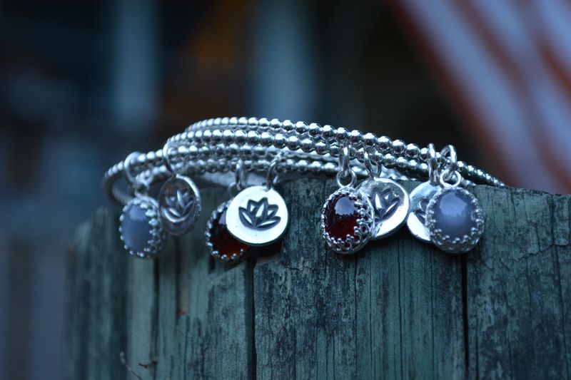 Lotus Bangle Bracelet with Gemstone - product images  of 