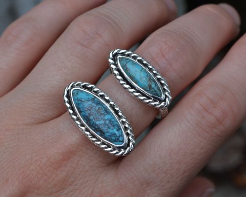 Turquoise,Marquise,Rings,Size,6.25,&,7.5,turquoise marquise rings, turquoise ring, marquise rings, turquoise rings, turquoise, Chinese red skin turquoise, red skin turquoise, roped turquoise ring, marquise
