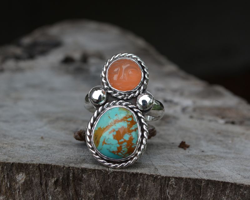 Man in Moonstone and Turquoise Ring Size 9.5 - product images  of 