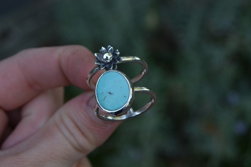 Turquoise Daisy Double Banded Ring Size 8 - product images  of 