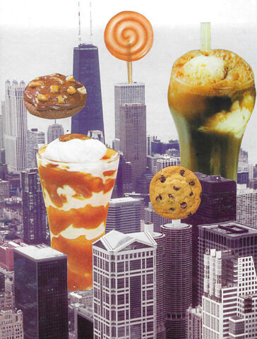 Chicago,,Original,Collage,original collage, original art collage, Chicago, food art