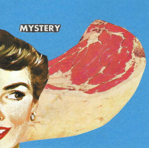 Retro,Meat,,Original,Collage,original collage, original art collage, mystery meat, retro food art, collage art