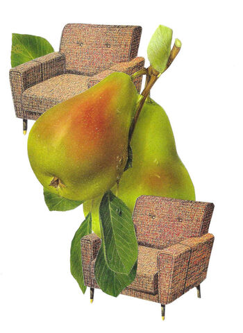A,Pair,of,Pears,and,Chairs,,Original,Collage,original collage, original art collage, collage art original, pear art