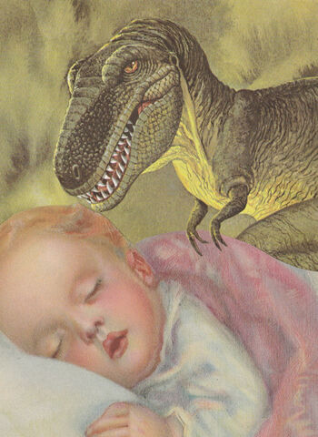 The,Nanny,,Original,Collage,original collage, collage art, original art collage,surreal dinosaur art, surreal art, dinosaur collage, surreal collage, dinosaur, fashion