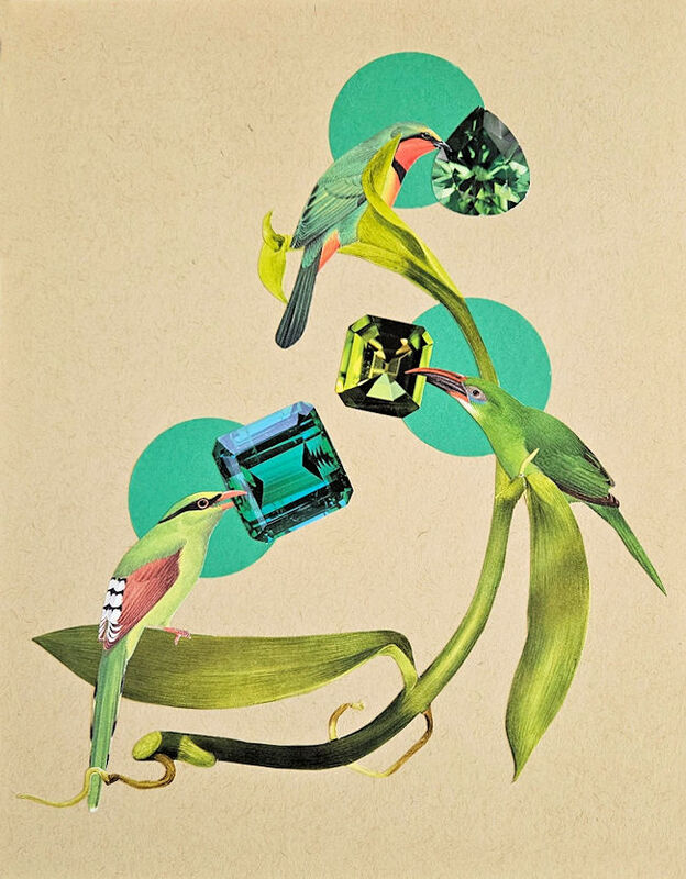 Birds and Jewels, Original Collage - product images