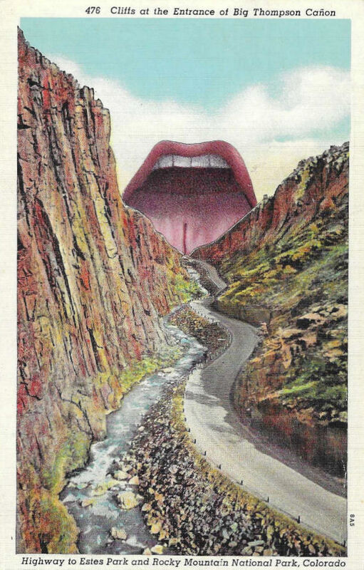 Original Collage Art - Vintage Rocky Mountain Postcard Artwork - product images