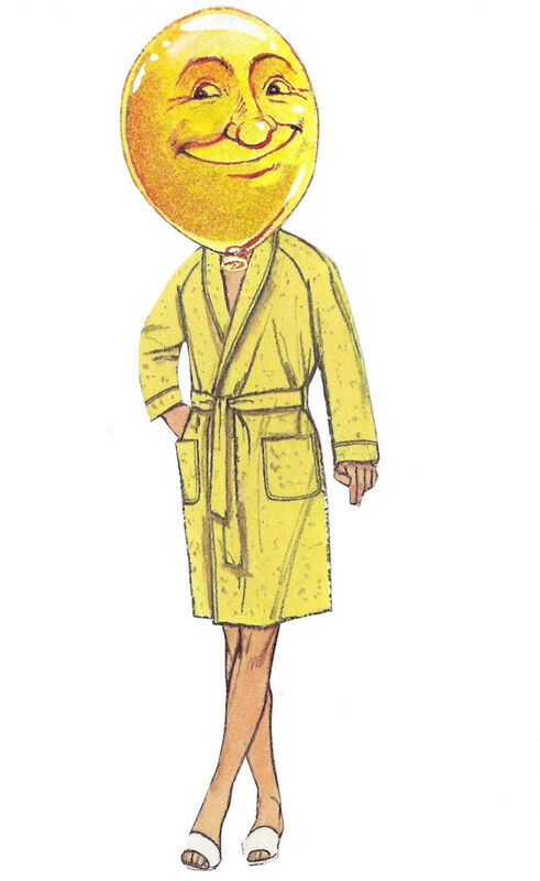 Original Collage Art - Yellow Bathrobe Balloon Head Artwork - product images