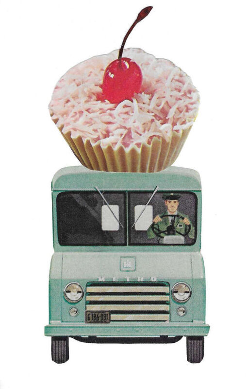 Original Collage Art - Cupcake Delivery Truck Artwork - product images