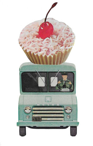 Original,Collage,Art,-,Cupcake,Delivery,Truck,Artwork,original collage, cupcake delivery truck paper collage, original bakery vehicle surreal art, 4x6 whimsical kitchen art, unique sweet tooth dessert gift, handmade collage, surrealism
