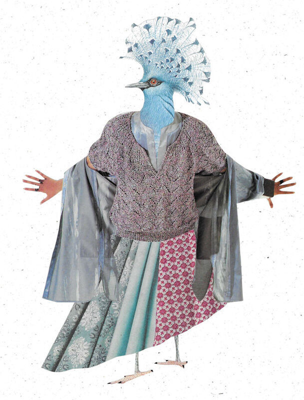 Original Collage Art - Victoria Crowned Pigeon Fashion Artwork - product images