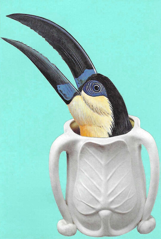 Original Collage Art - Toucan Flower Vase Artwork - product images