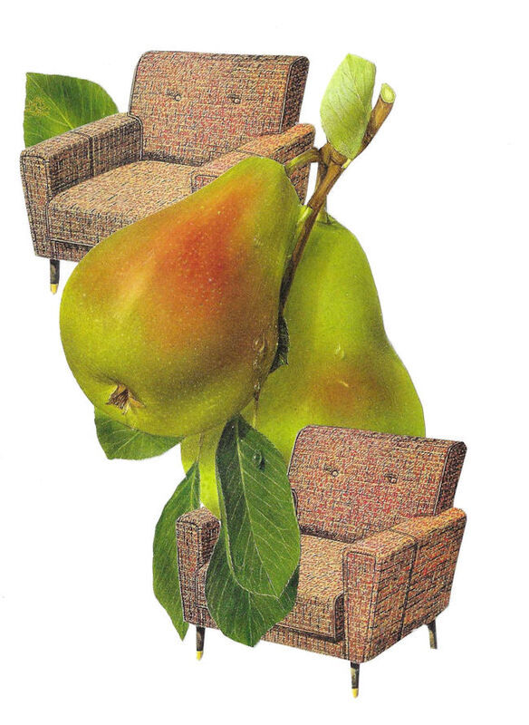 Original Collage Art - A Pair of Pears and Chairs Artwork - product images