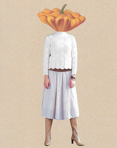 Original,Collage,Art,-,Fall,Fashion,Artwork,original collage, fall fashion pumpkin head paper collage, original gourd woman surreal artwork, handmade collage art