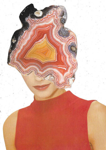 Original,Collage,Art,-,Rock,Minded,Artwork,original collage, rock minded geode face paper collage, original surreal artwork, unique funny mineral lover gift, handmade collage art