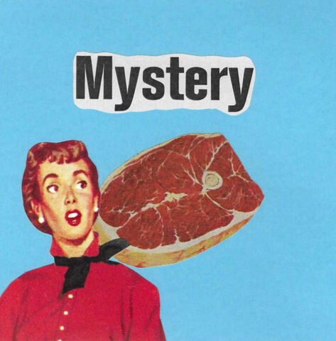 Original,Collage,Art,-,Mystery,Meat,Artwork,original collage, mystery meat paper collage, vintage housewife surreal artwork, unique funny cooking gift, handmade collage art