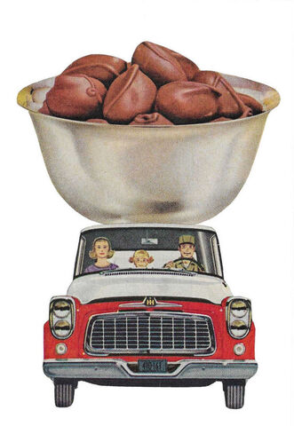 Original,Collage,Art,-,Sweet,Ride,Artwork,original collage, family car candy paper collage, retro car surreal artwork, vintage road trip, unique funny chocolate lover gift, handmade collage art