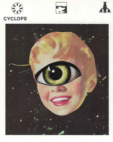 Original,Collage,Art,-,Cyclops,Artwork,original collage, cyclops vintage flashcard paper collage, single eye monster surreal artwork, unique weird gift, handmade collage art