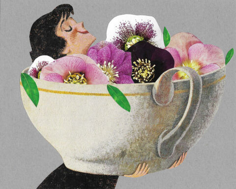 Original,Collage,Art,-,Morning,Bloom,Artwork,original collage, kitchen art, coffee cup flowers paper collage, original floral mug surreal artwork, vintage morning cafe decor, unique funny coffee lover gift, handmade collage art