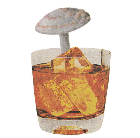 Original,Collage,Art,-,Fatal,Flavor,Artwork,original collage, mushroom cocktail paper collage, poisonous garnish surreal artwork, vintage bar decor, unique funny mixology gift, handmade collage art