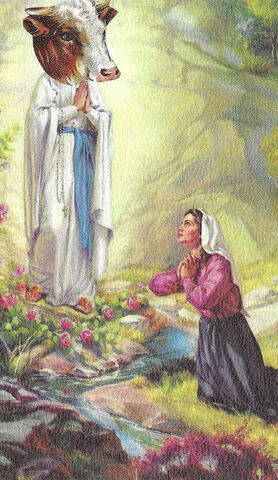 Original,Collage,Art,-,Holy,Cow,Artwork,original collage,  holy cow vintage prayer card collage, altered religious artwork, funny handmade paper art
